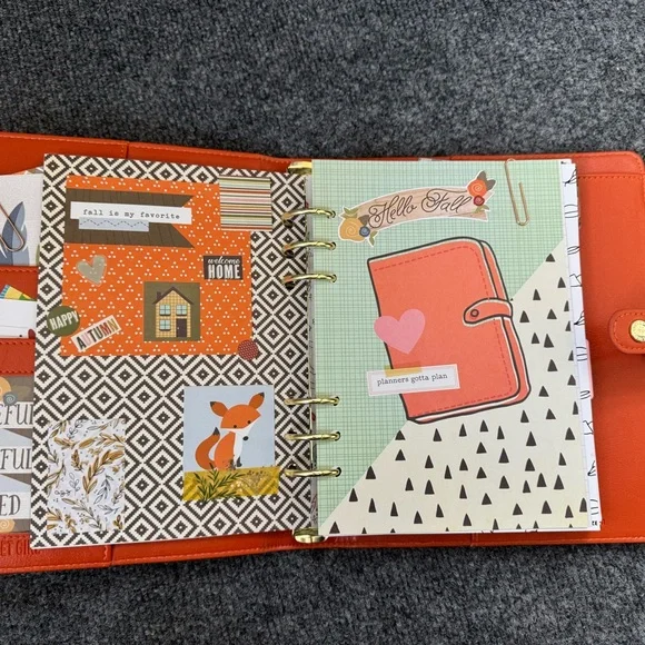 Vibrant Orange Leather Journal with Gold Rings - Picture 4 of 16